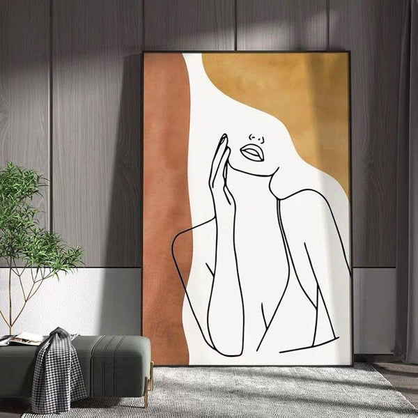 Abstract Canvas Oil Painting Woman Body Line Hand Painted Vintages