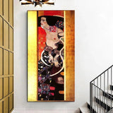 Hand Painted Gustav Klimt Salome Oil Painting on Canvas Scandinavian Wall Art