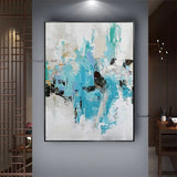 Hand Painted Modern Abstract Blue Landscape Oil Painting Canvas Oil Painting For Home Wall