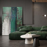 Hand Painted Contemporary Oil Painting Abstract Green and White Modern Minimalist Bedroom s (hand painted)