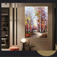 Birch Trees In The Woods Abstract On Canvas Salon Modern Oil Painting Hand Painted