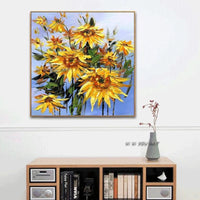 Modern Hand Painted Painting Abstract Sunflowers On Canvas Decor Wall Art