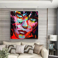 Abstract Hand Painted palette knife portrait Sexy woman face oil painting on Canvas wall Art Home decor