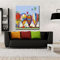 Hand Painted Canvas Oil Paintings Hot Air Balloon Landscape American Style Wall Art For Modern