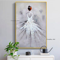 Hand Painted Oil Paintings Dancing Woman Painting Classical Dancer Canvass Modern Room Decoration