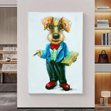 Hand Painted Cute Spotted Dog Oil Painting on Canvas Modern Cartoon Animal Lovely Pet Paintings For Room Wall Decor