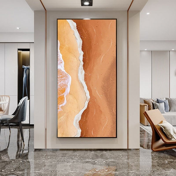 Modern Hand Painted Abstract Beach Landscape Canvas Oil Paintings Wall Arts Bedroom