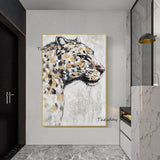 Hand Painted Animal Oil Painting Modern Artwork Domineering Leopard Abstract Art Canvas Wall Room