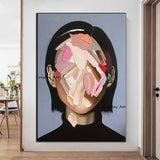 Hand Painted Thick Knife Oil Paintings People Woman Face Abstract Wall Art on Canvas Painting