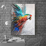 Hand Painted Modern Animal Oil Painting Colorful Parrot Abstract Canvas s