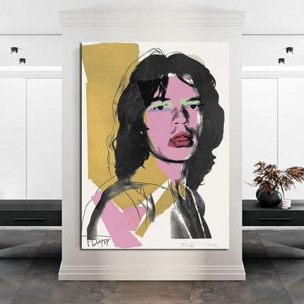 Hand Painted Retro Andy Warhol Canvas Oil Paintings Mick Jagger Portraits