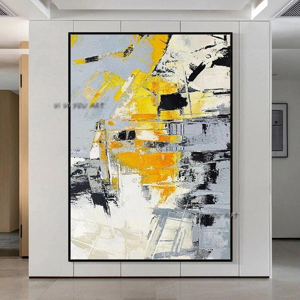 Hand Painted Abstract Modern Minimalist Bright Color Canvas Office