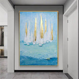 Hand Painted Oil Paintings on Canvas Fishing Ports and Boats Bedroom Wall Art