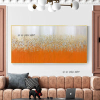 Abstract Canvas Wall Art Orange and White Minimalist Hand Painted Modern Decoration