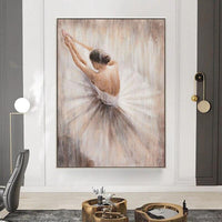 Hand Painted Modern Ballet Dancer Knife Oil Painting On Canvas Abstract Wall Art For Wedding