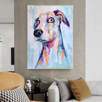 Modern Cool Dog Animal Hand Painted Canvas Oil Paintings Wall Art Mural