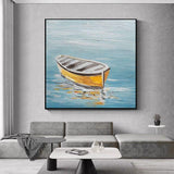 Hand Painted Seaside Boat Seascape Painting Restaurant Office Modern Hanging Painting