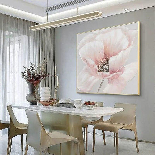 Hand Painted Abstract Pink Flowers Oil Painting On Canvas Modern As