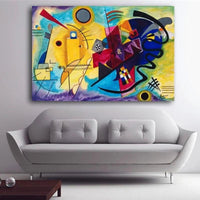 Hand Painted Oil Painting Famous Bicycle Red Blue 1925 Abstract Kandinsky Canvas Room Decor