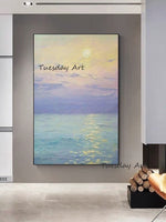 Hand Painted Seascape Sunrise Oil Paintings on Canvas Wall Art Decor