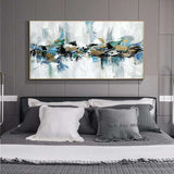 Abstract Hand Painted Blue Landscape On Canvas Wall Art Decorative For Bedroom Living Room