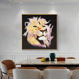 Art Hand Painted Lion Animal Oil Paintings on Canvas Modern Abstract Wall Art Kids Room Wall Decoration