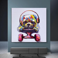 Hand-Painted Hand Painted Oil Painting Modern Cute Animal Dog Abstracts Children's Room