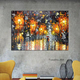 Hand Painted Oil Painting Abstract Colorful Landscape Figure Abstract Palette Knife Streets