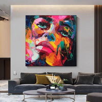 Hand Painted Francoise Nielly Style Knife Portrait Face Figure Canvas Wall Art