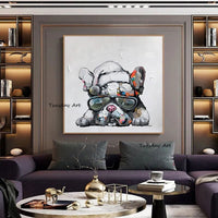 Hand painted Canvas Oil Paintings Modern Animal Dog Abstract Home Children's Room Decoration