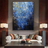 Abstract Blue Modern Unique Painting Art Palette Knife Canvas Acrylic Textured Art