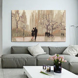 Hand Painted Oil Paintings Retro Landscape Street Couple Abstract Wall Canvas Paintings Drawing Room Decoration