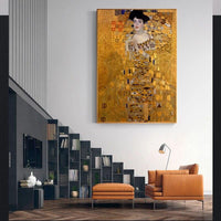 Hand Painted Retro Famous Gustav Klimt Adele Bloch Bauer I Oil Paintings Modern Wall Art Room