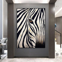 Modern Abstract Wall Art Hand Painted Animal Oil Painting Canvas Black White Zebra Paintings As