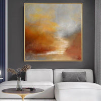 Sky Abstract Hand Painted Oil Painting On Canvas Sea Painting Brown Painting Sunrise Landscape Ocean Art Office Decor