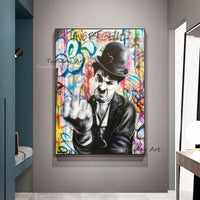 Hand Painted Oil Paintings Modern Fashion Graffiti Street Pop Art Male Poster Canvas