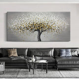 Abstract Style Hand Painted Hanging Money Tree Murals Modern Sofa Background Wall