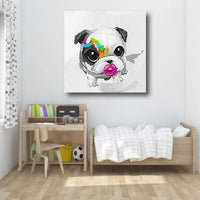 Design New Oil Painting Decor Hand Painted Cute Cartoon Dog Wall Art Painting Abstract Animal Pet Decorative