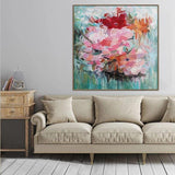 Hand Painted Oil Paintings Classic Pink Flowers Abstract Wall Canvas Paintings Drawing Room Decoration Gif