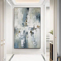 Artist Hand Painted High Quality Abstract Grey On Canvas Beautiful White and Grey Colors for Wall Art