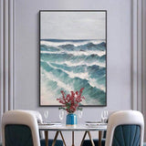 Hand Painted Oil Painting On Canvas Abstract Blue Waves Seascape Oil Painting