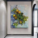 Hand Painted Monet Impression Branch of Lemons 1884 Abstract Art Oil Paintings Decoration