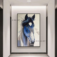 Hand Painted Abstract Wall Art Horse Minimalist Modern On Canvas Decorative