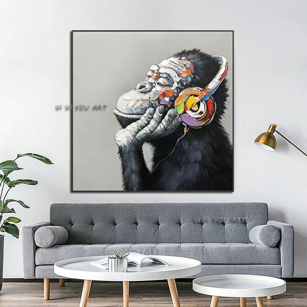 Hand Painted On Canvas High Quality Painting Gorilla Children Room