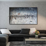 Modern Abstract Hand Painted Landscape On Canvas Grey Oil Painting for