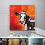 Hand Painted Pop Art Water Color Cow Oil Paintings On Canvas Modern Animal Cows