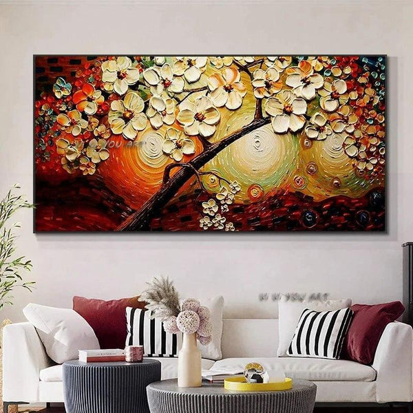 Lucky Life Flower Tree Landscape Wall Art Canvas Scandinavian and Modern Wall Art Decor