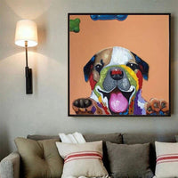 Hand Painted Interesting French Bulldog Oil Painting On Canvas Dog Animal For Kid Room Decor