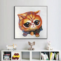 Hand Painted Oil Painting Abstract Cartoon Cat Animal Painting On Canvas For Kitchen s ping