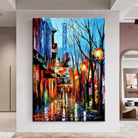 Oil Painting Hand Painted Abstract Colorful Landscape Tree Abstract People Palette Knife Streets